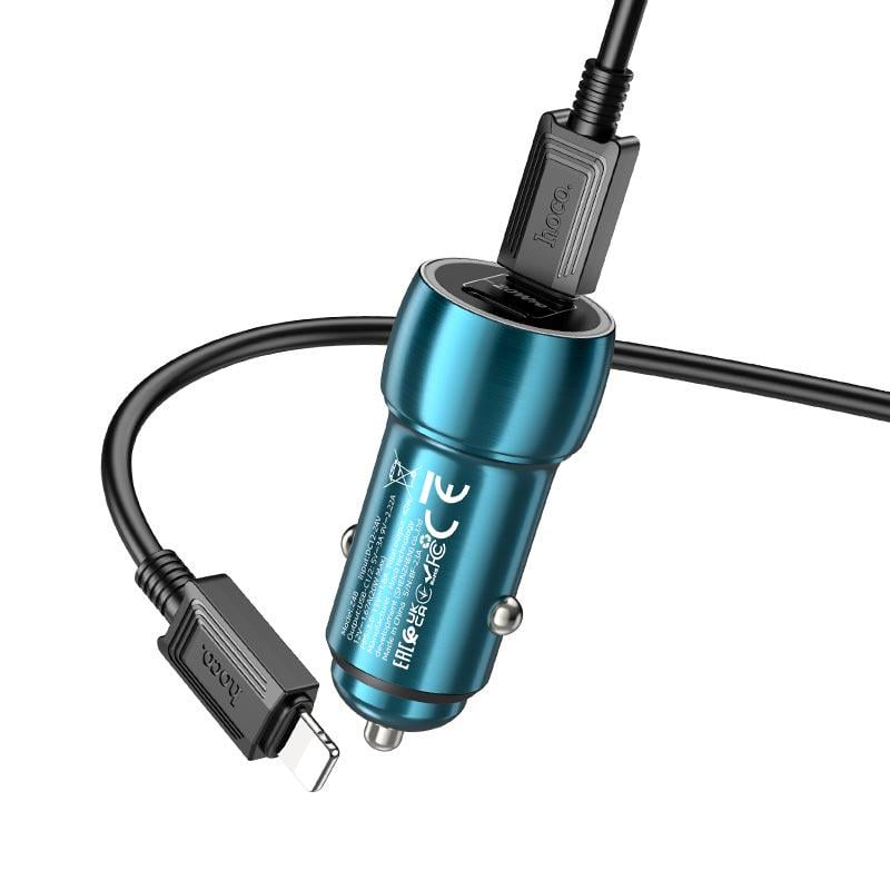 Автомобільний зарядний пристрій Hoco Type-C для Lightning Cable Tough Dual Port Z48 40W 3A PD/QC Sapphire Blue (11870385) - фото 3 Автомобільний зарядний пристрій Hoco Type-C для Lightning Cable Tough Dual Port Z48 40W 3A PD/QC Sapphire Blue (11870385) - фото 3