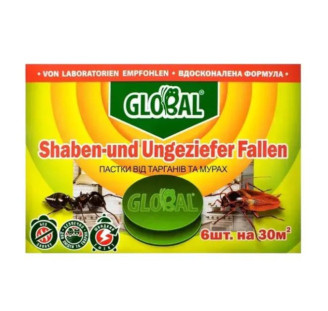 Приманка-пастка від тарганів GlobalAgroTrade Global 6 шт. Зелений