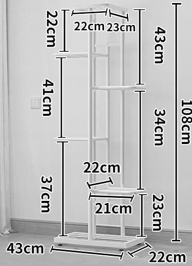 Стеллаж для горшков с растениями POKKA металлический на 6 уровней 108x43x22 см Черный (2605799096) - фото 10