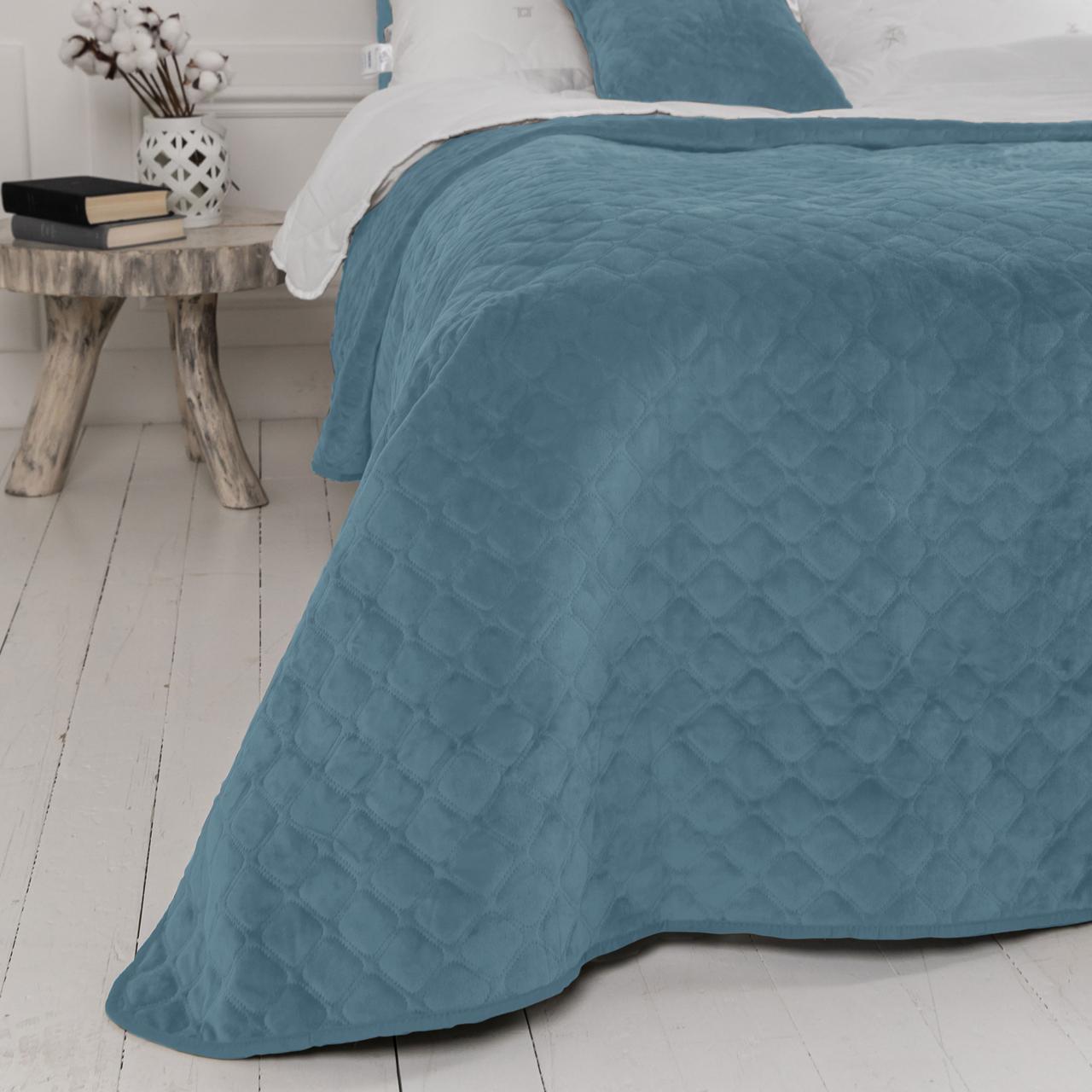 Покрывало велюровое мягкое Ромб/круглый евро 220х240 см Синий - фото 4 Покрывало велюровое мягкое Ромб/круглый евро 220х240 см Синий - фото 4