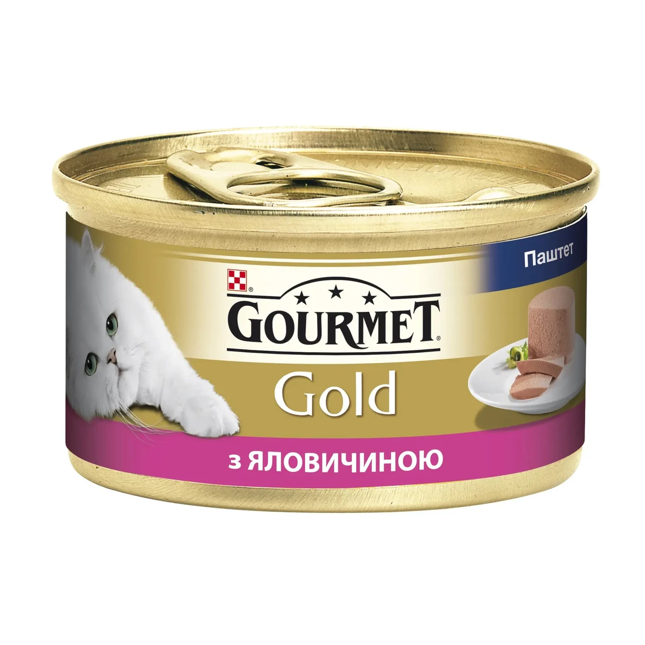 Вологий корм Gourmet Gold для дорослих котів паштет з яловичиною 85 г (7613034190314)