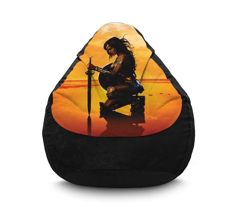 Крісло мішок iPuff Wonder Woman Sword Флок XXL 90х125 см Чорний Крісло мішок iPuff Wonder Woman Sword Флок XXL 90х125 см Чорний