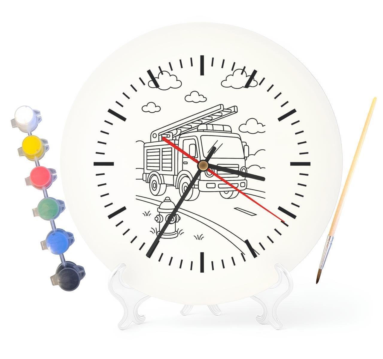 Детский набор для творчества часы раскраска Пожарный автомобиль 30 см (Г0087)