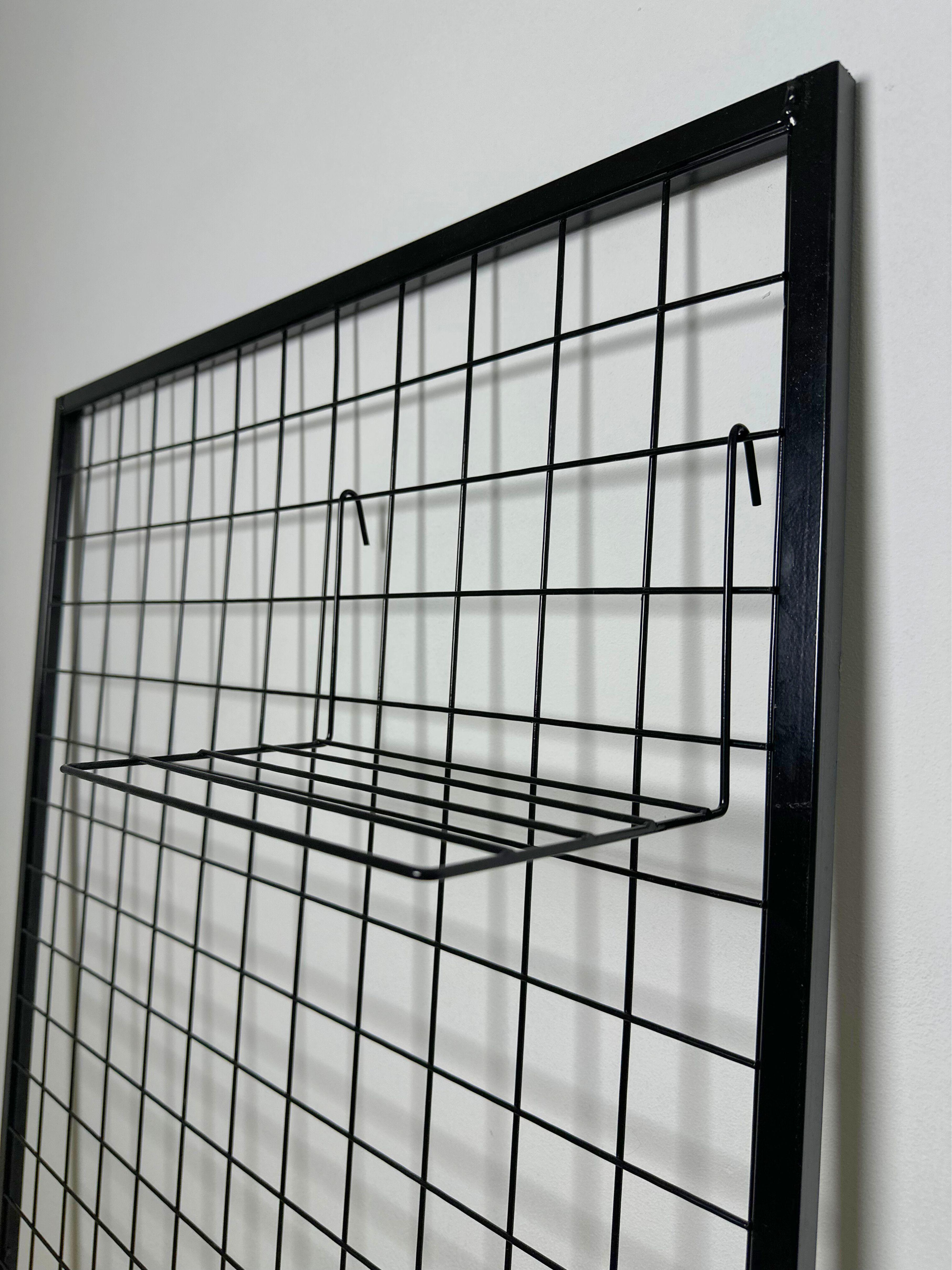 Полочка металлическая навесная универсальная для мудборда/сетки/органайзера 22х10 см Черный (88373м)