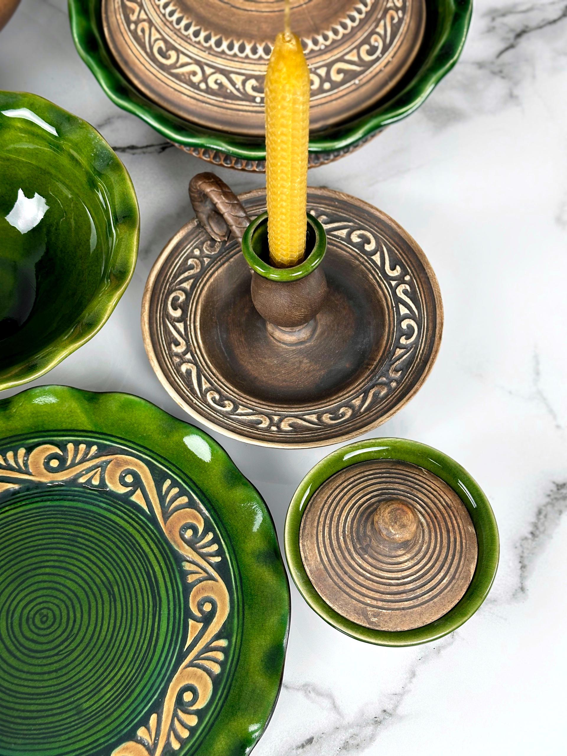 Набор глиняной посуды Рождественский Двенадцать блюд Гражда на 6 человек Коричневый (17019-36) - фото 10