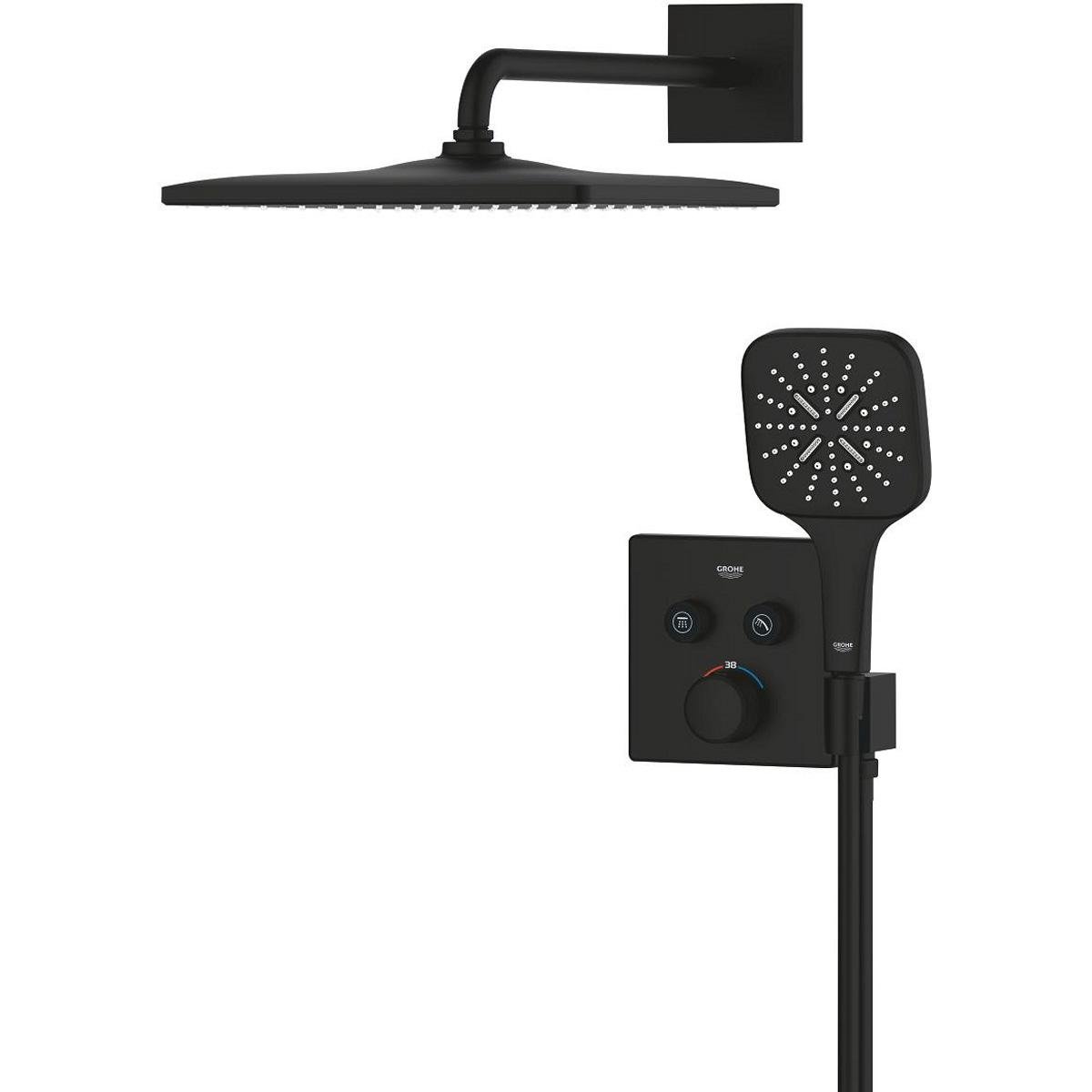 Душевая система с термостатом Grohe Grohtherm SmartControl 310 матовая Черный (34865KF0) - фото 2