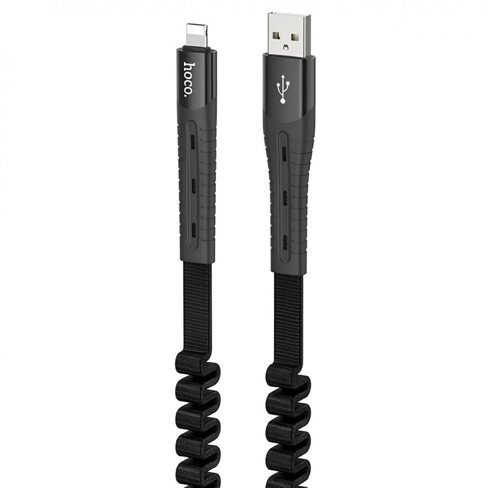 Кабель зарядний Hoco U78 Elastic 2A Lightning 1,2 м Чорний