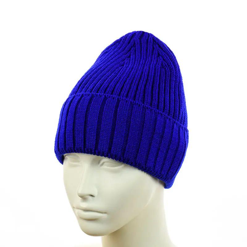 Шапка-бини зимняя с отворотом и флисовой подкладкой (ZHB_Синяя) Шапка-бини зимняя с отворотом и флисовой подкладкой (ZHB_Синяя)