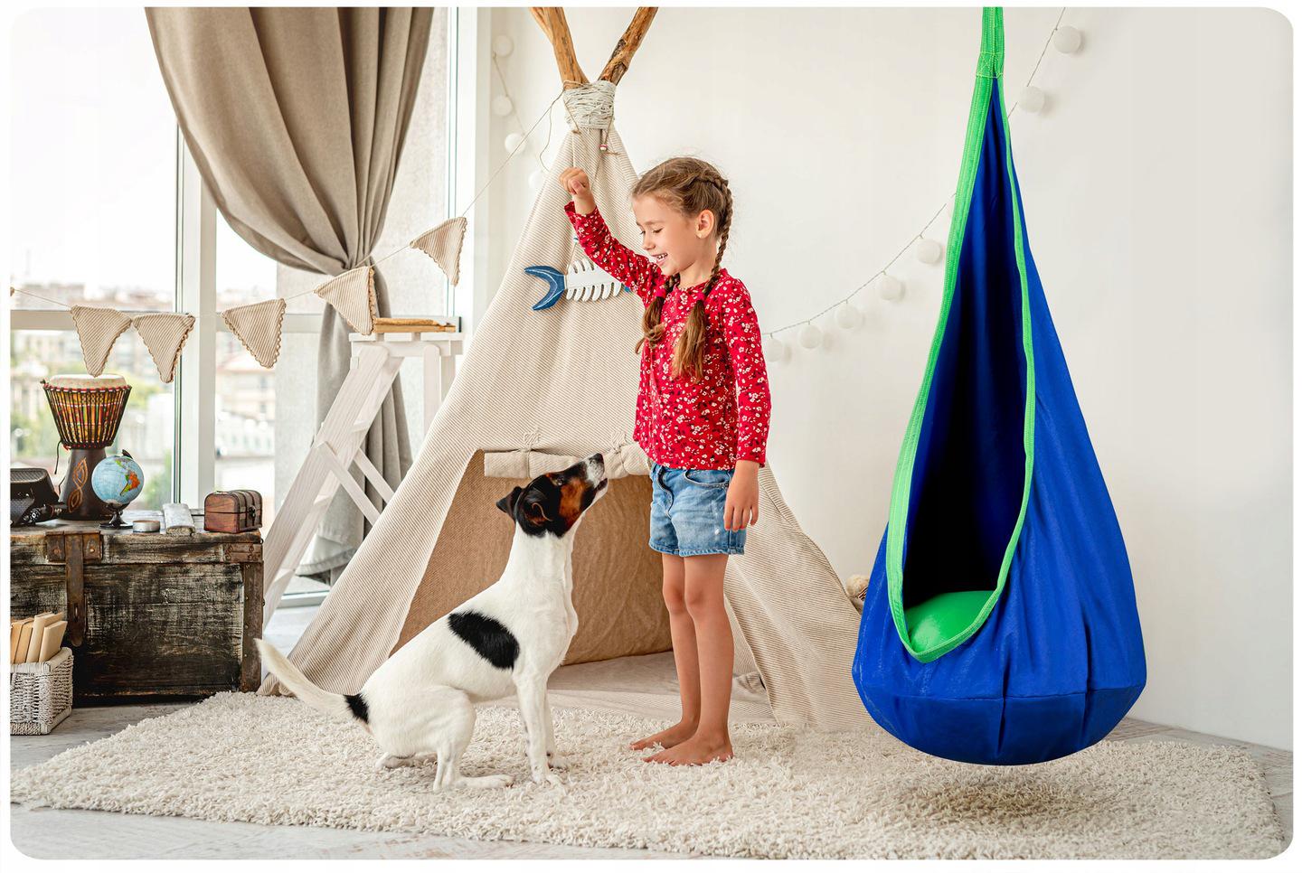 Кресло-качели подвесные NEO-SPORT кокон и подушка Синий (110000) - фото 6