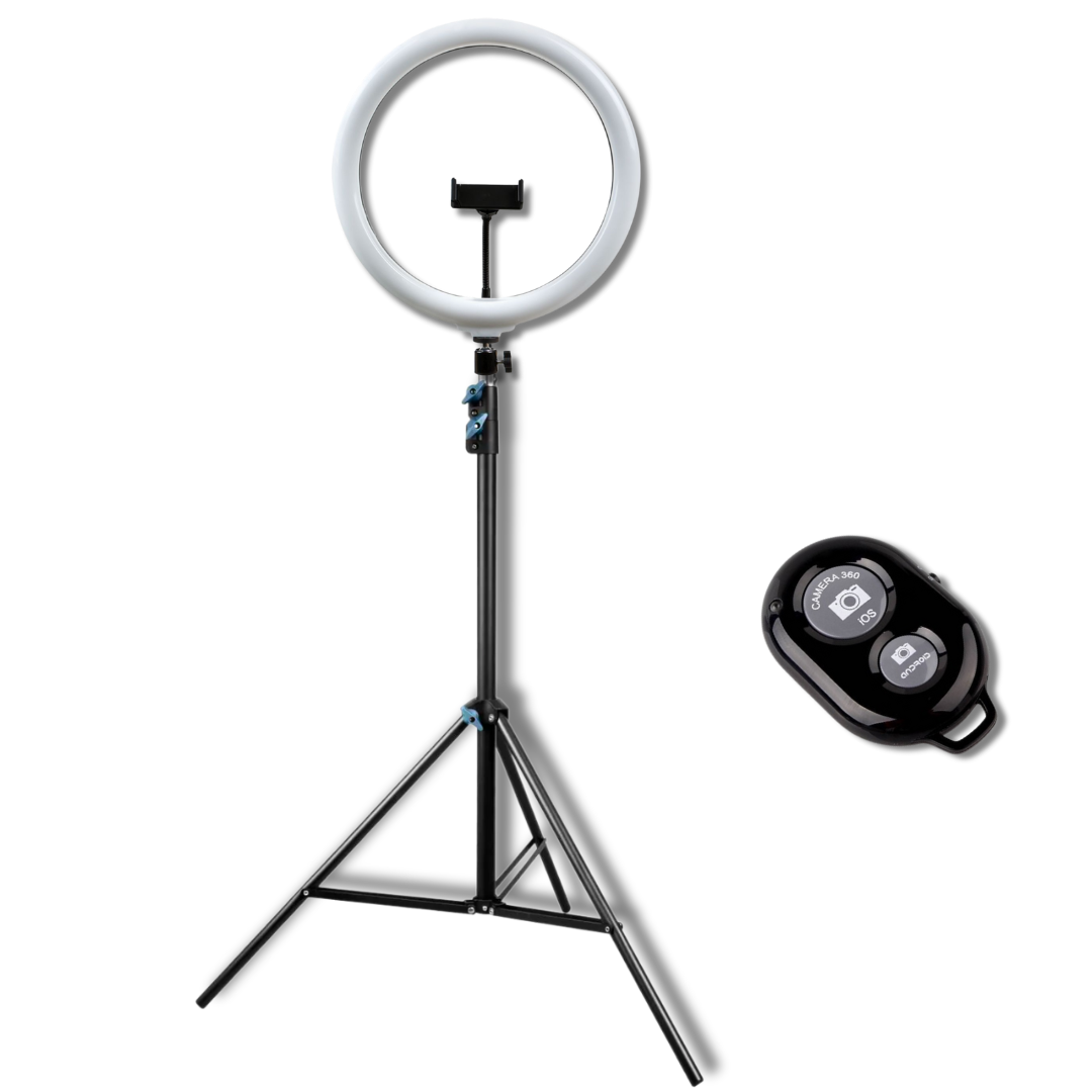 Кольцевая лампа Bluetooth LED со штативом для смартфона и пульт до 210/33 см Белый (Pro8806Led)