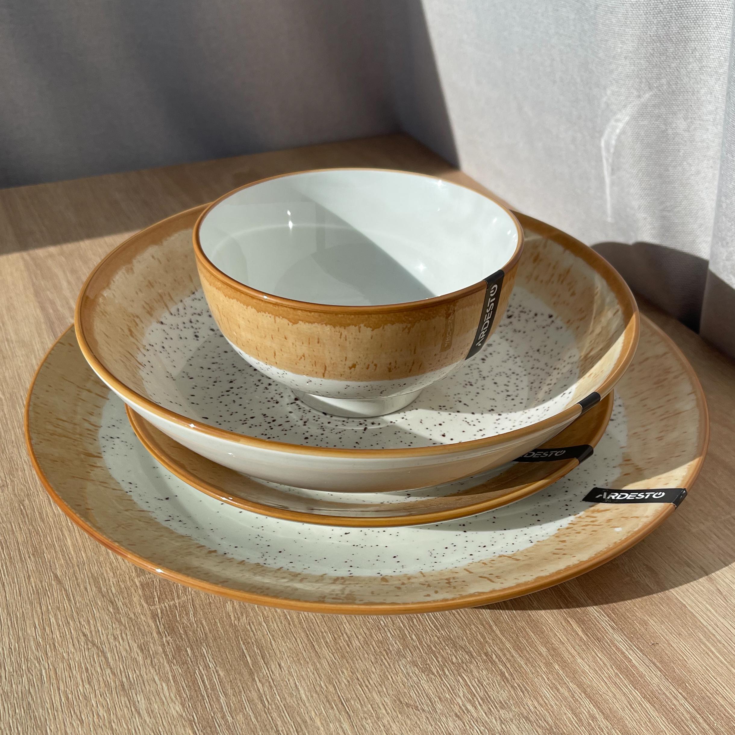 Столовый сервиз Ardesto Siena 4 предмета 1 персона фарфор Бело-оранжевый - фото 3