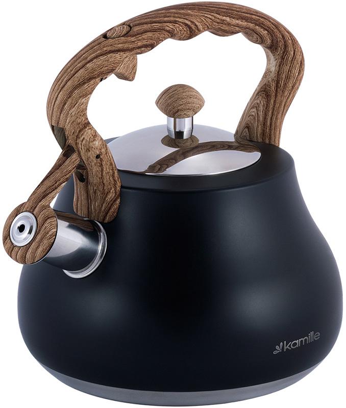 Чайник Kamille Whistling Kettle з нержавіючої сталі зі свистком 2,7 л Чорний - фото 2