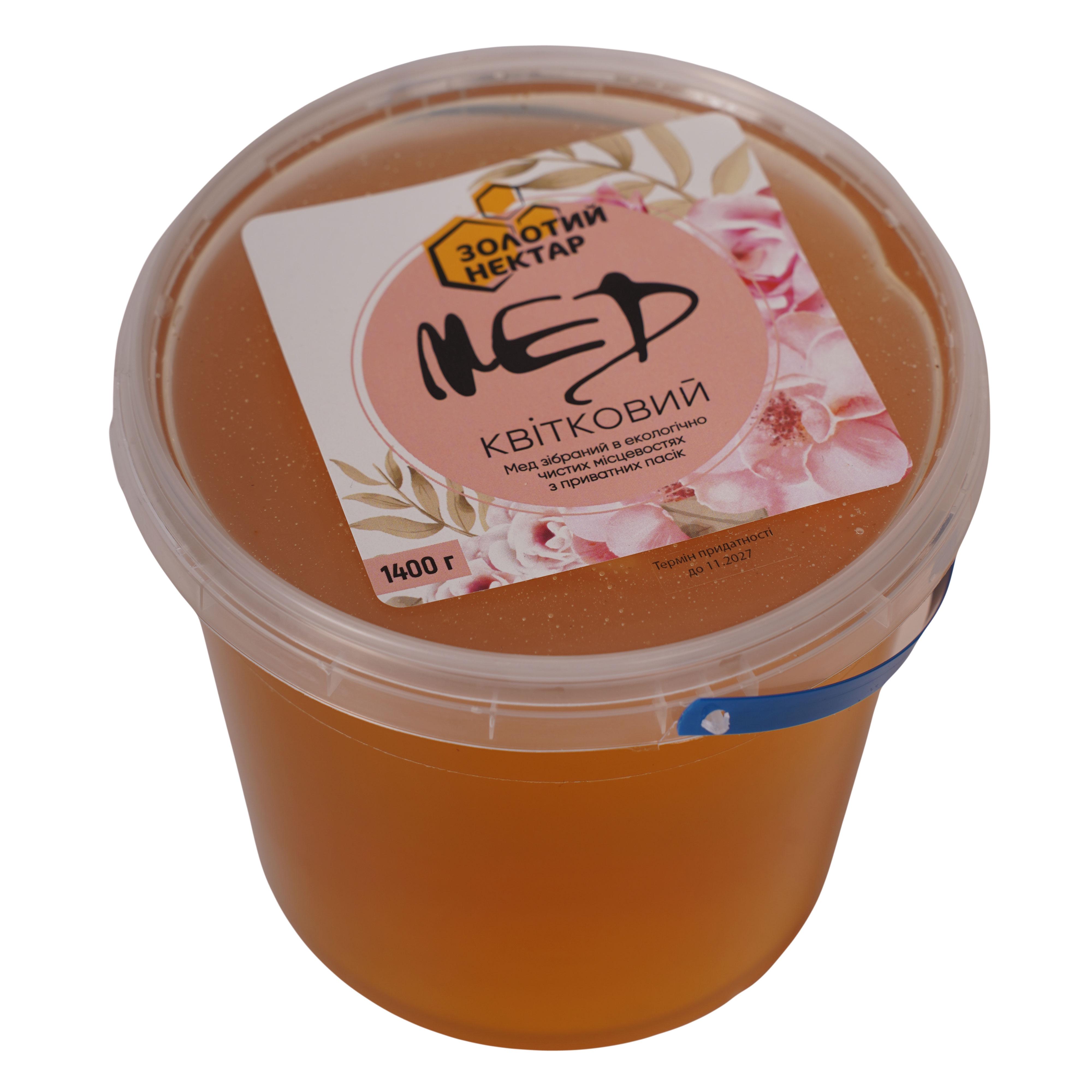Мед цветочный натуральный пчелиный Золотой Нектар в ведерке 1,4 кг 1 л