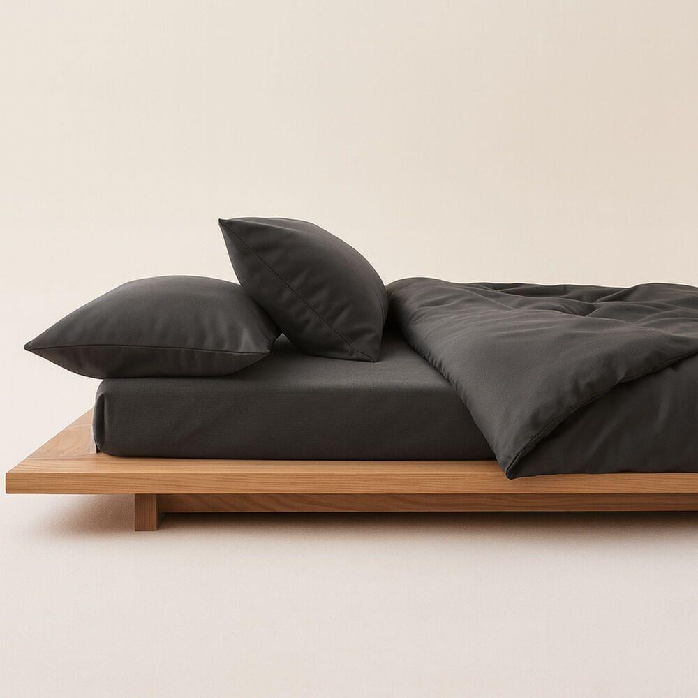 Комплект постельного белья IDEIA сатин хлопок премиум с трикотажной простыней на резинке евро 200х220 см Темно-серый (26854)