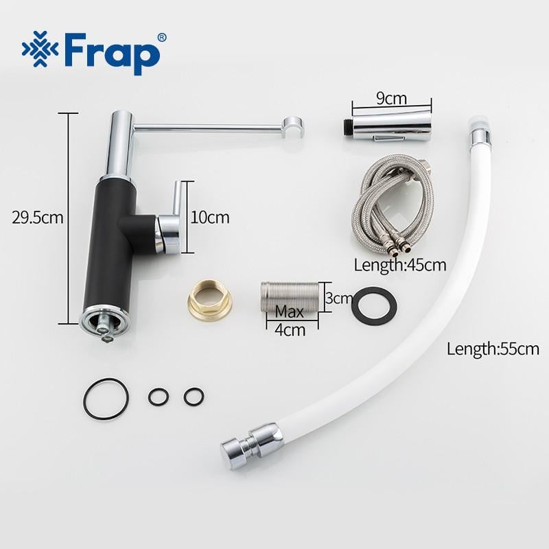 Змішувач для кухні Frap H52 F4452-7 з гнучким виливом 2 режими Чорно-білий - фото 3 Змішувач для кухні Frap H52 F4452-7 з гнучким виливом 2 режими Чорно-білий - фото 3