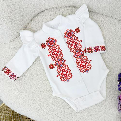 Боді-вишиванка для дівчинки Family Tradition Гуцулочка інтерлок 56 см Білий (50172)