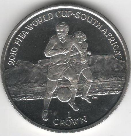 Коллекционная монета Остров Мэн 1 крона 2010 Чемпионат мира по футболу в Южной Африке в 2010 году UNC (KM#1392)