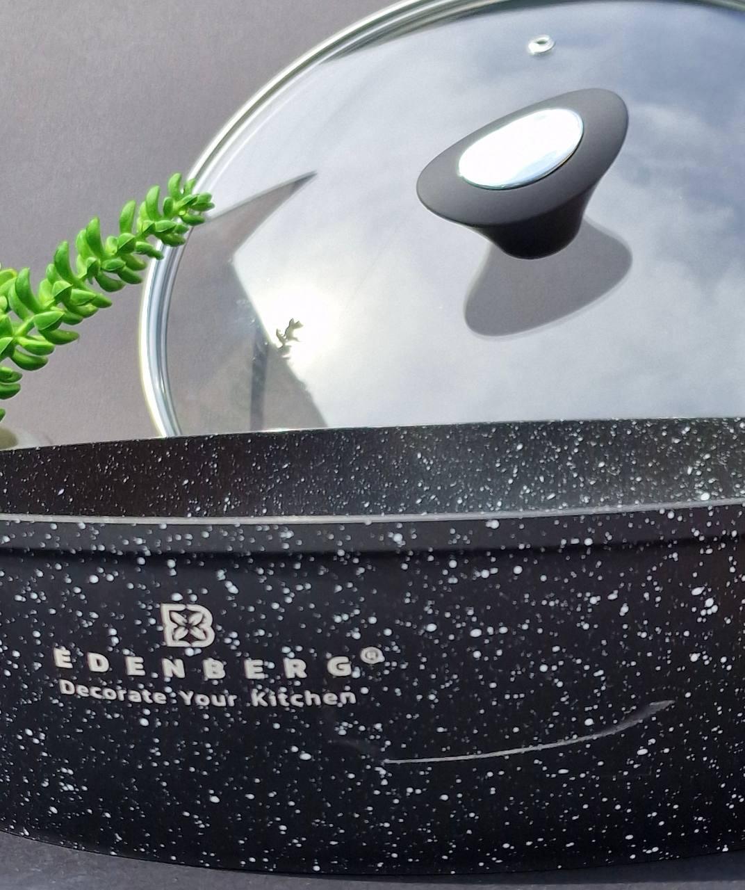 Сковорода Edenberg з мармуровим антипригарним покриттям та кришкою 24 см 2 л (EB-5715) - фото 4 Сковорода Edenberg з мармуровим антипригарним покриттям та кришкою 24 см 2 л (EB-5715) - фото 4