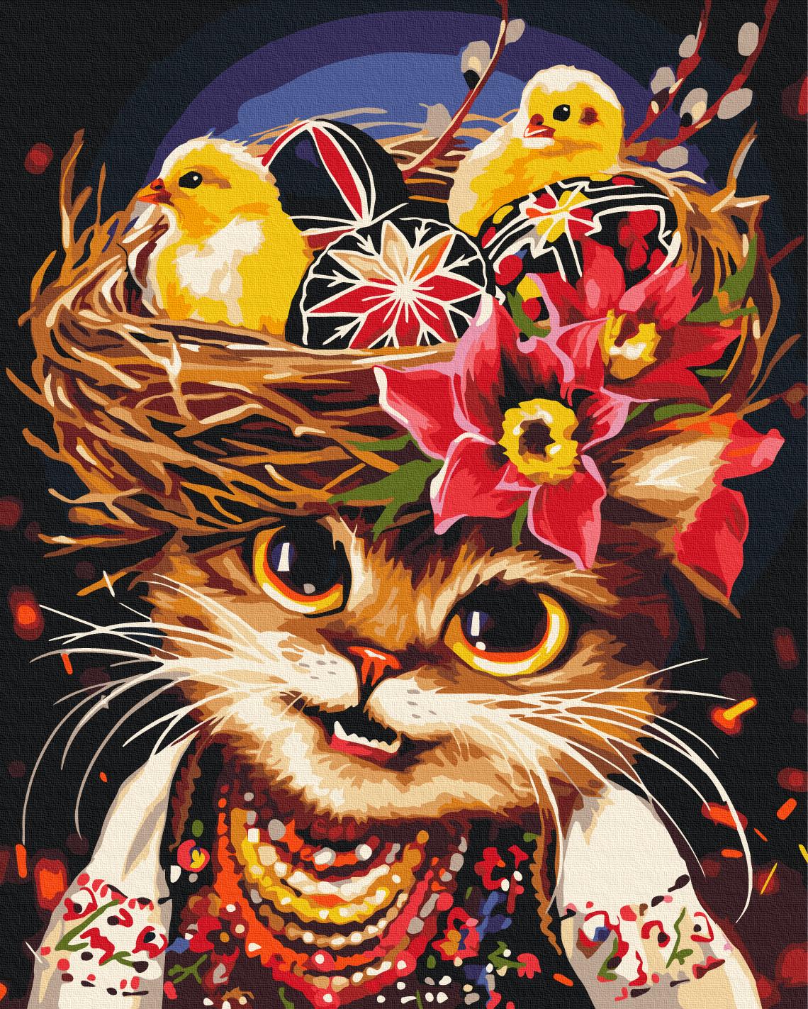 Картина по номерам Brushme Пасхальная кошка 40x50 см (BS54421)