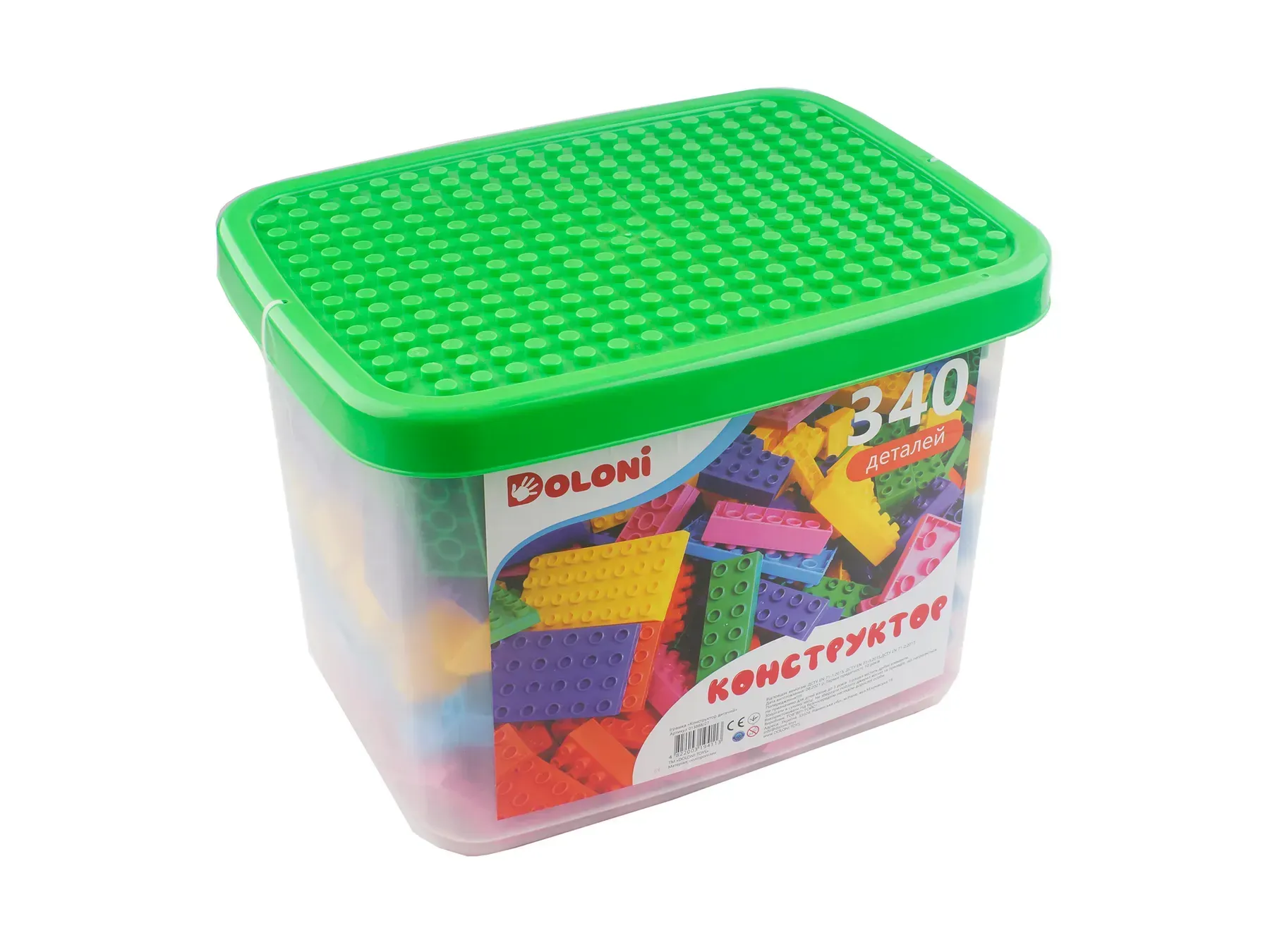 Конструктор дитячий Doloni Toys у контейнері з пластику 340 дет. Різнокольоровий (150-98-013888/27) - фото 1
