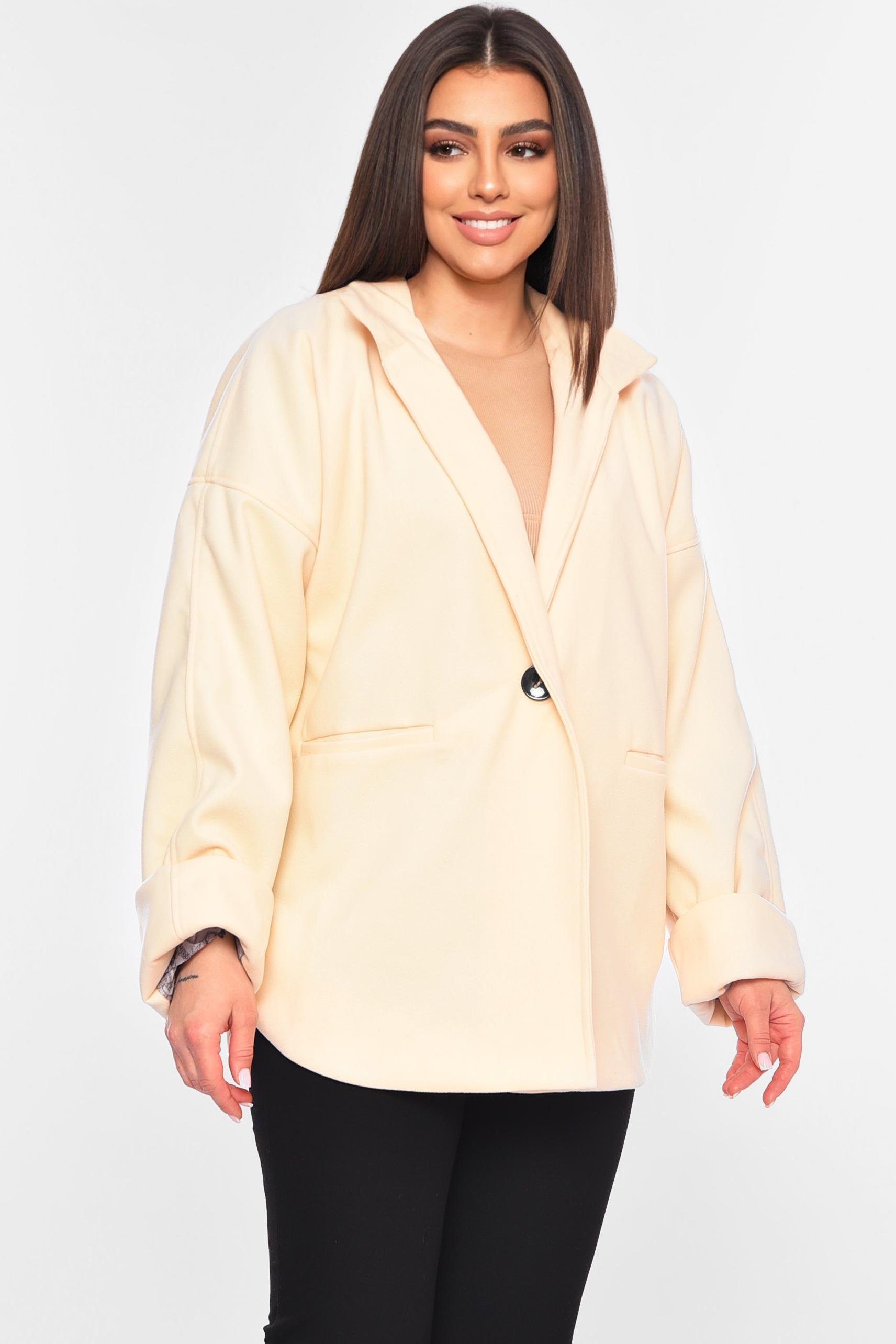 Женское пальто демисезонное р. 50-52 Бежевый (198391)