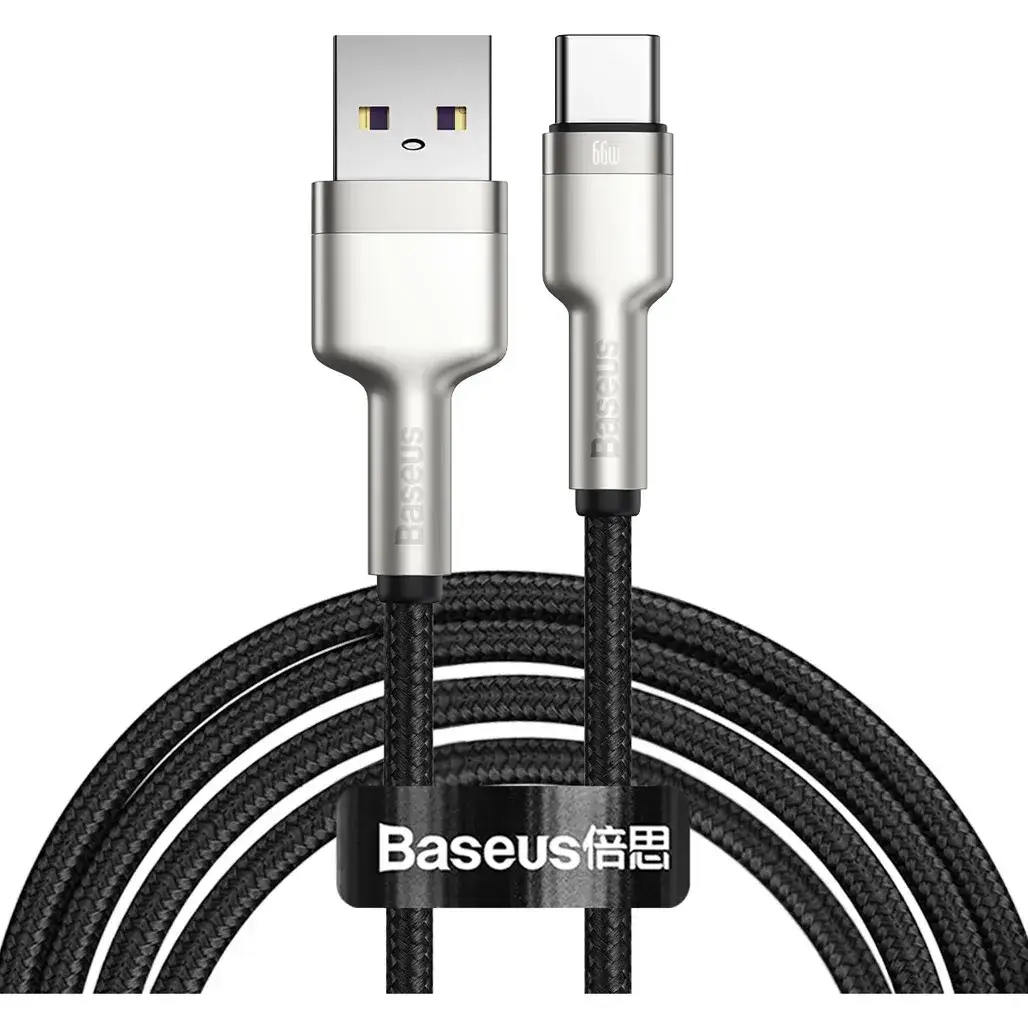 Кабель BASEUS Cafule Series Metal Data Cable USB to Type-C CAKF000101 66W 1 м Black