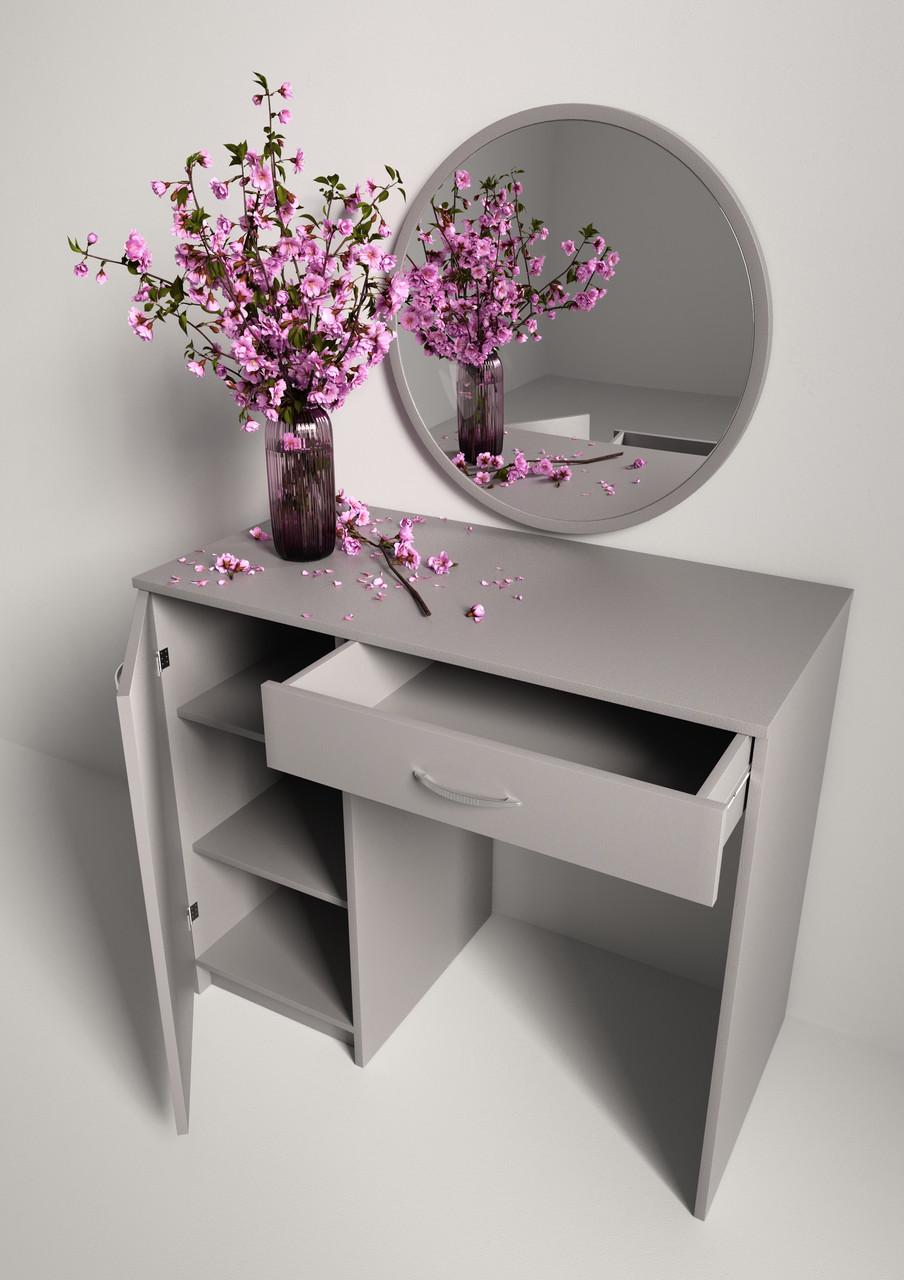 Туалетный столик New and Classic с круглым зеркалом 750х900х450 мм Серый (ТЗ-1 ручки-4) - фото 5 Туалетный столик New and Classic с круглым зеркалом 750х900х450 мм Серый (ТЗ-1 ручки-4) - фото 5