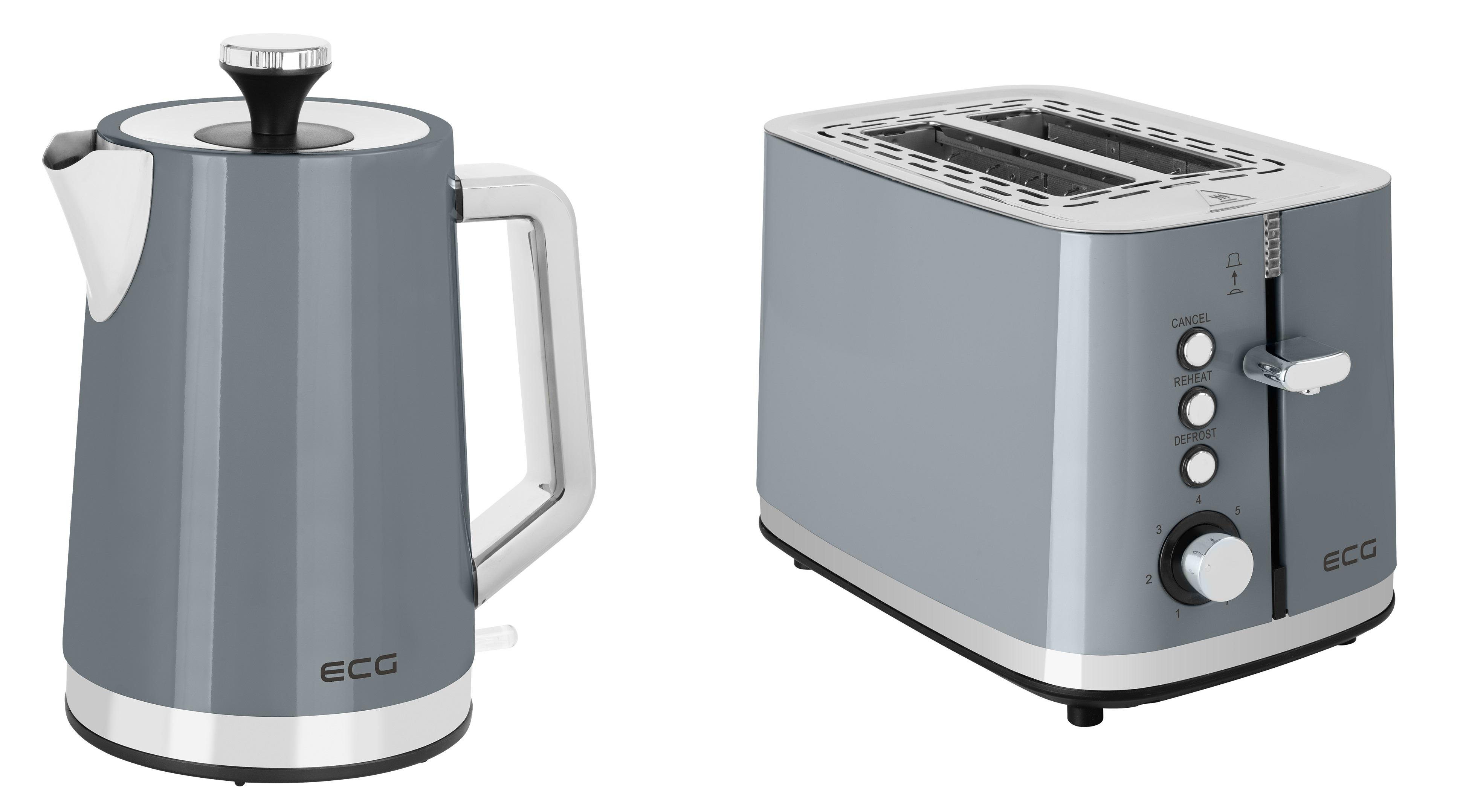 Комплект з електрочайника ECG RK 1766 Vintage Scuro та тостера ECG ST 2766 Vintage Scuro