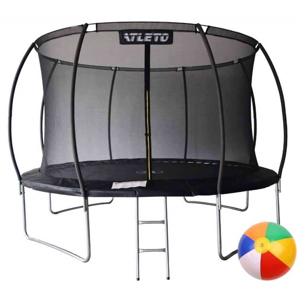 Батут Atleto с внутренней сеткой и стремянкой 374 см с мячиком Черный (4240049412)