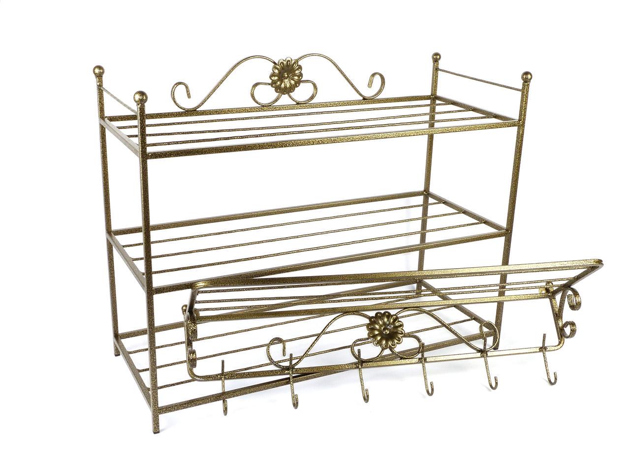 Полка для обуви Софт с настенной вешалкой Версаль Золотой