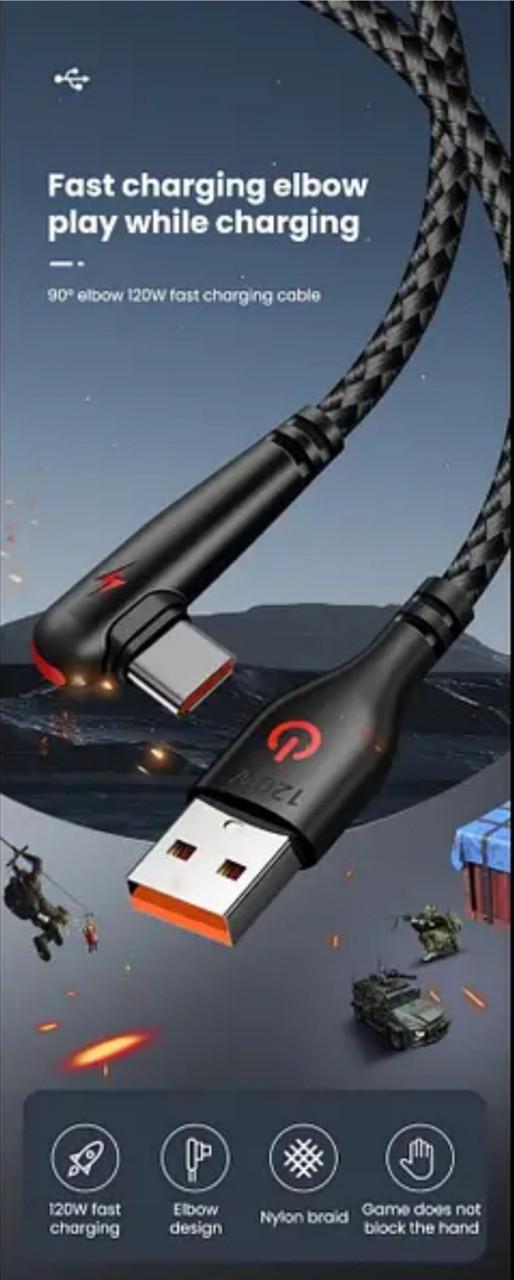 Кабель USB Type-C 2 м 90° Черный (2554736546) - фото 8
