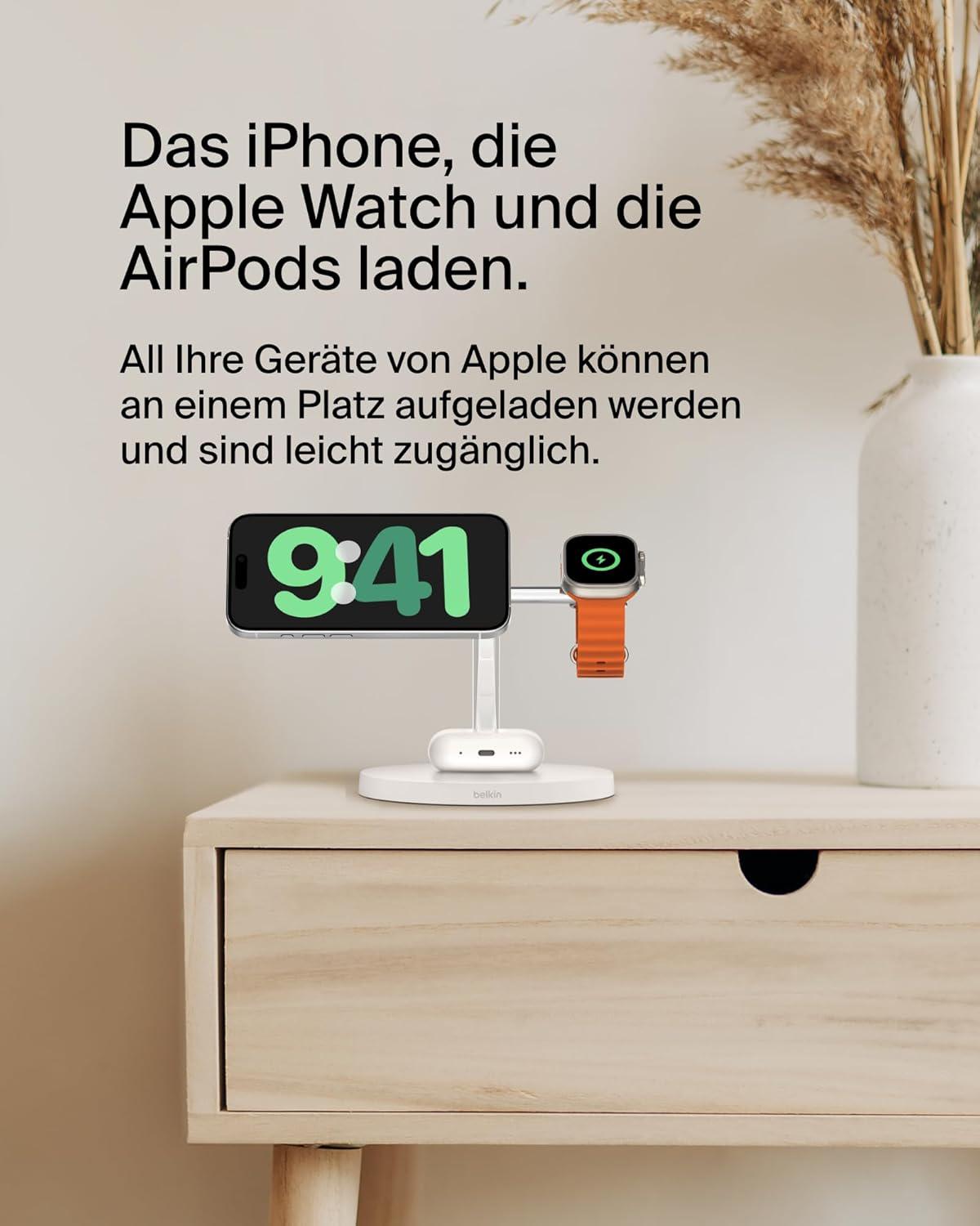 Зарядное устройство беспроводное Belkin 3в1 Magnetic Pad Qi2 15 Вт Белый (WIZ032KQWH) - фото 7