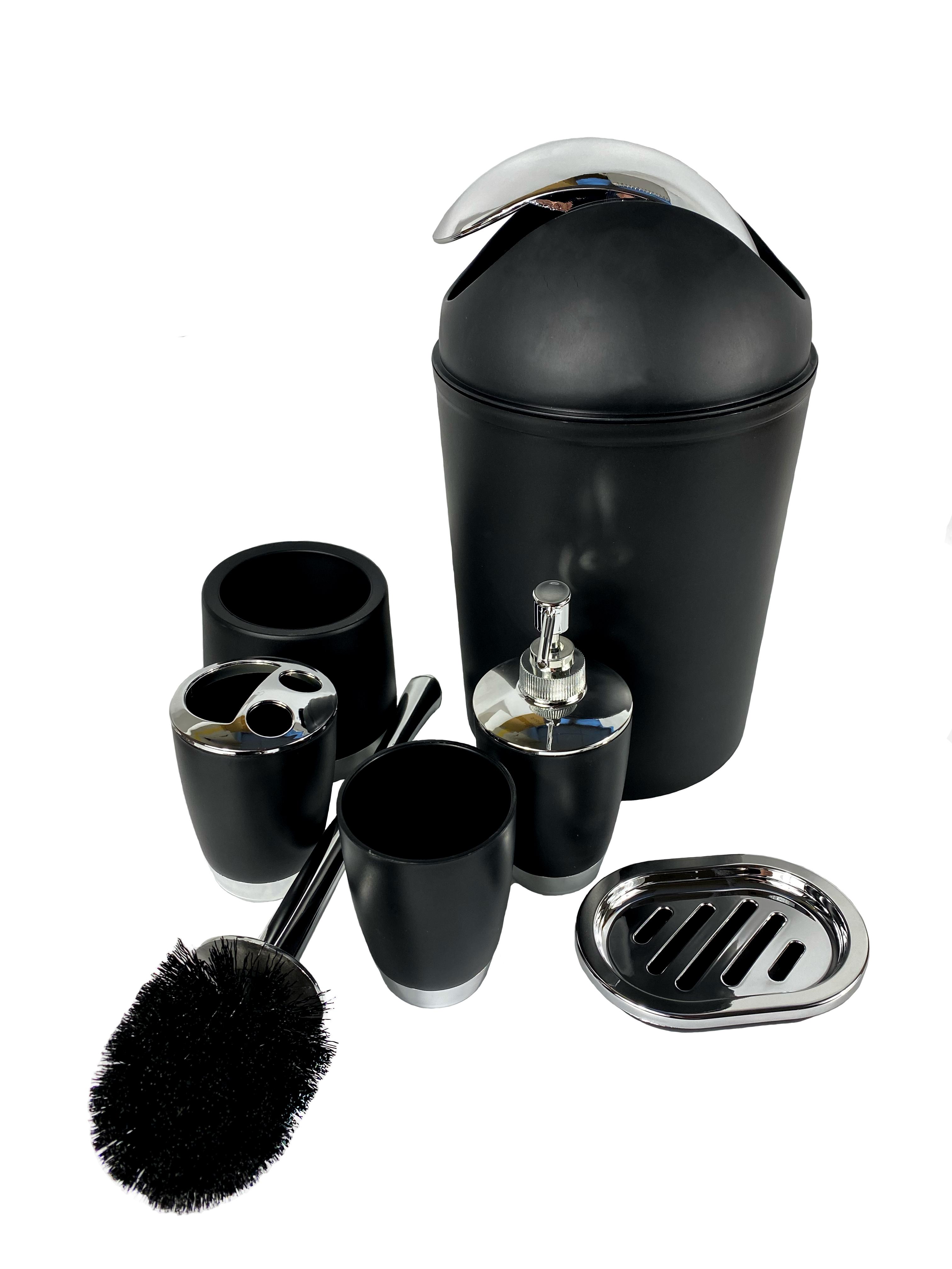 Набор аксессуаров для ванной комнаты 6 предметов Черный Набор аксессуаров для ванной комнаты 6 предметов Черный