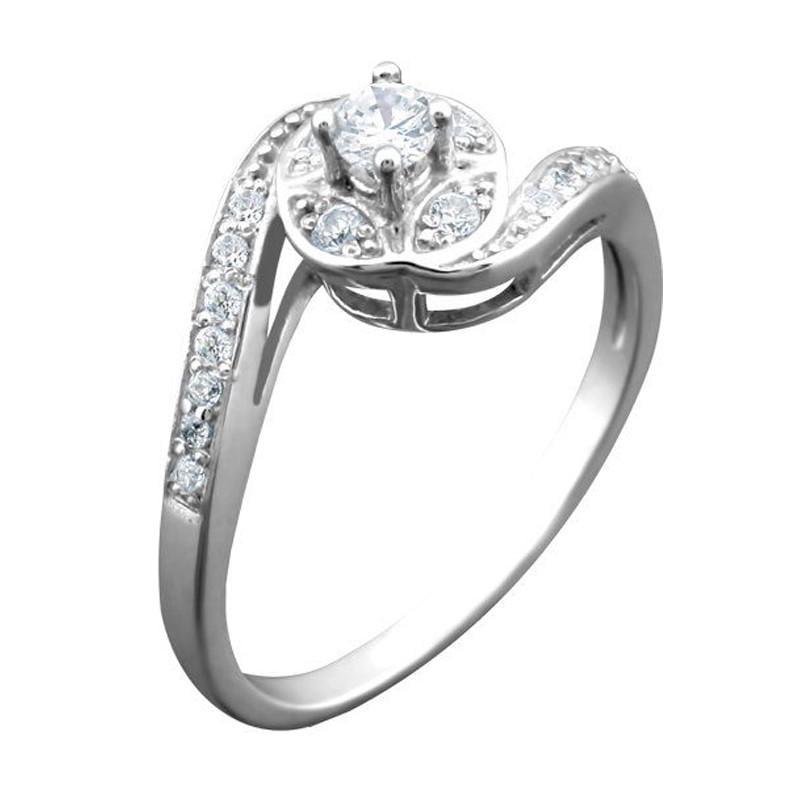 Кольцо серебряное-спираль с камнями разного размера р. 18