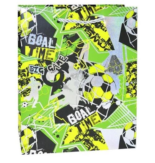 Подарочный пакет для мальчика Stenson Goal с ручками 26х32х10 см Салатовый (R33042-M)