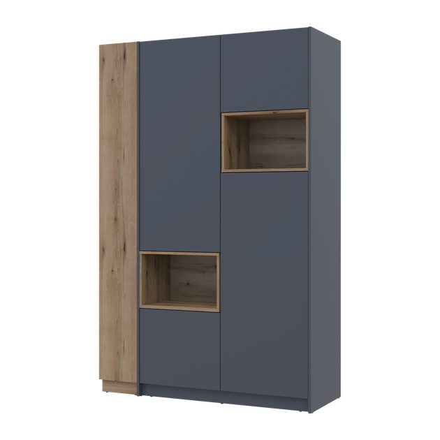Шкаф Doros Дейл 143,2х52х220 см Графит/Дуб эвок (26500801)