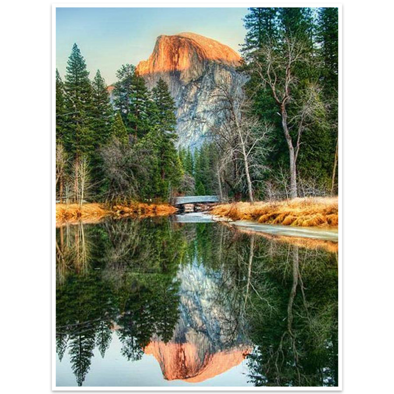 Мозаика алмазная Lesko DIY K580 Горное озеро 40х30см