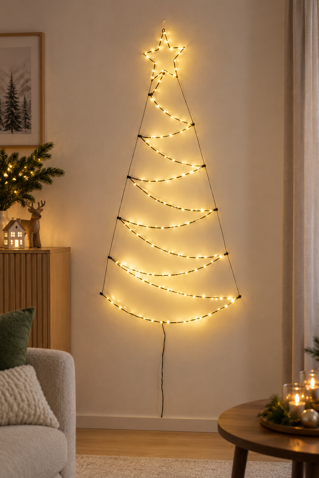 Декор різдвяний Ялинка Livarno Home 125 LED таймер 79×122 см тепле біле світло (500733)