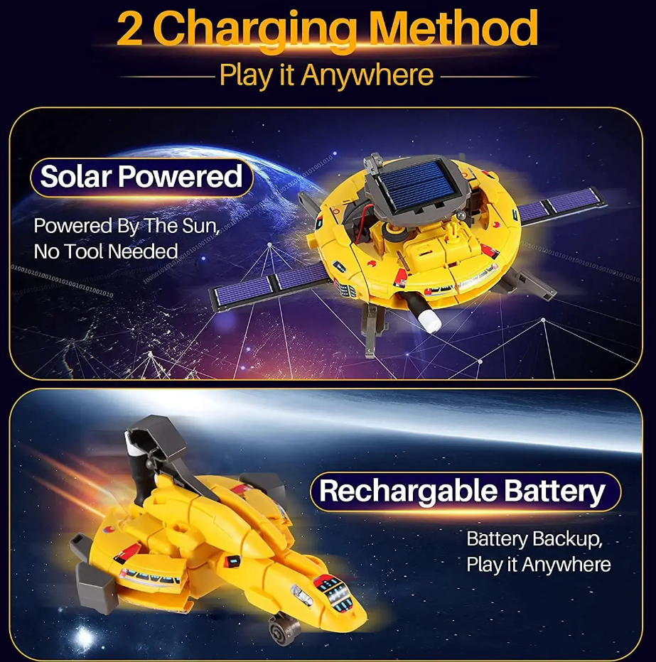 Конструктор STEM науковий Робот на сонячній батареї 6в1 Жовтий (СТЕМ3) - фото 7 Конструктор STEM науковий Робот на сонячній батареї 6в1 Жовтий (СТЕМ3) - фото 7