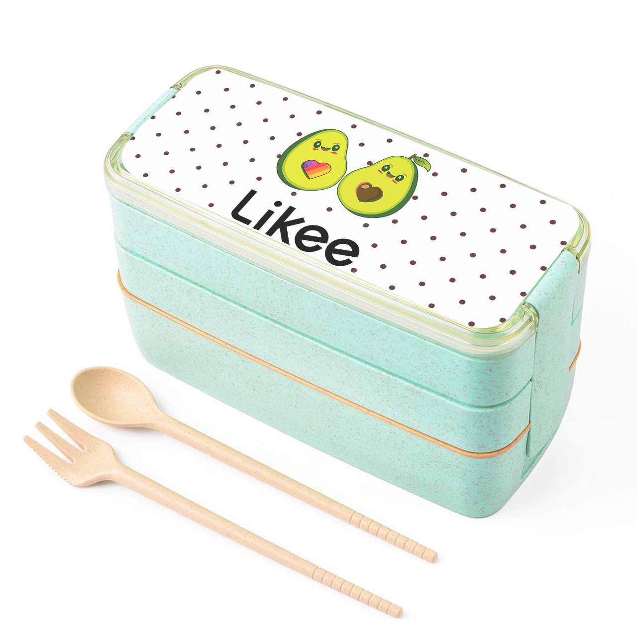 Ланч-бокс Likee Avocado 900 мл з з виделкою і ложкою М'ятний (34713-1031-MT)