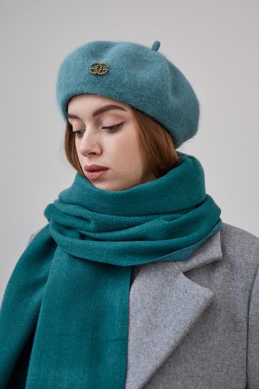 Берет женский ангоровый ANGORA BERET Сине-зеленый - фото 1