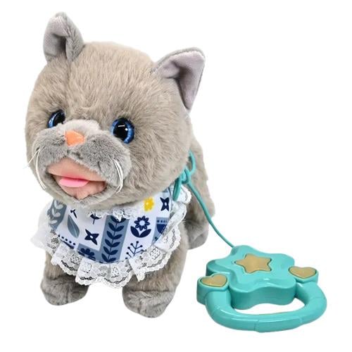 Игрушка интерактивная Пушистые друзья Котик на поводке на украинском языке Серый (M 5842-1)