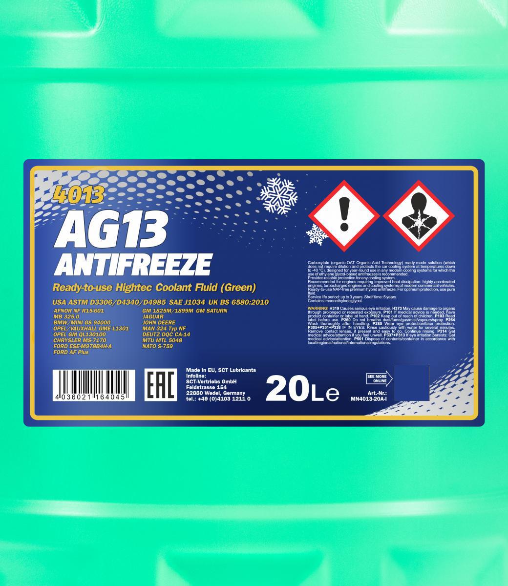 Антифриз Mannol 4013 Longterm Antifreeze AG13 -40°C готовый раствор 20 л Зеленый (MN4013-20) - фото 2