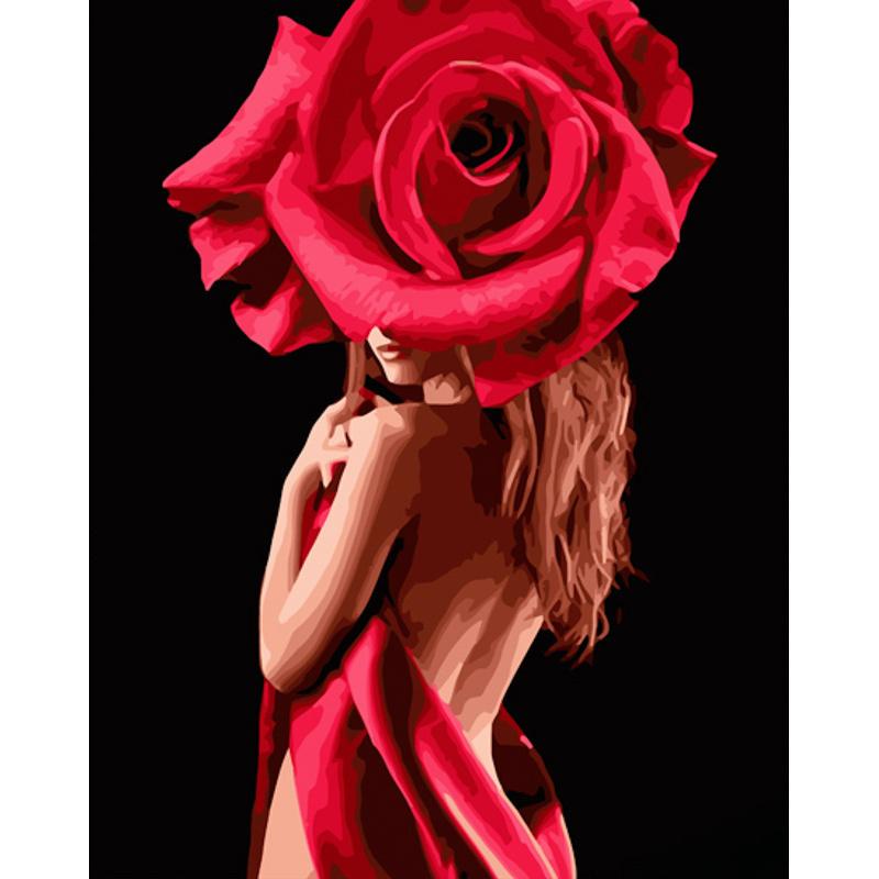 Картина по номерам Strateg Премиум Девушка-роза 40x50 см (GS1065)