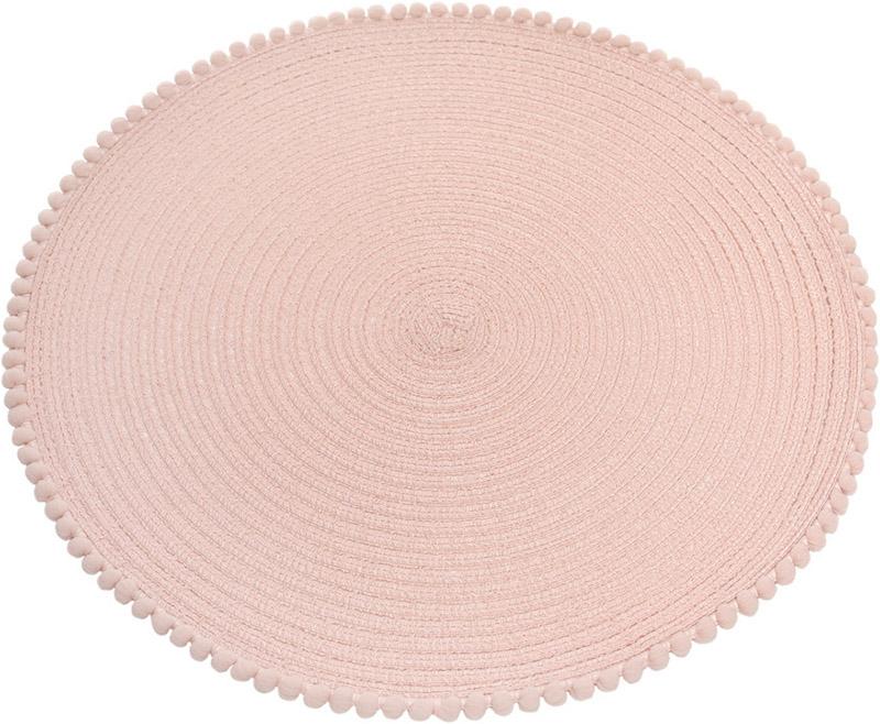 Набор сервировочных ковриков Margrese Сircle 38 см с ободком из помпонов Розовая пудра (BD-444-135)
