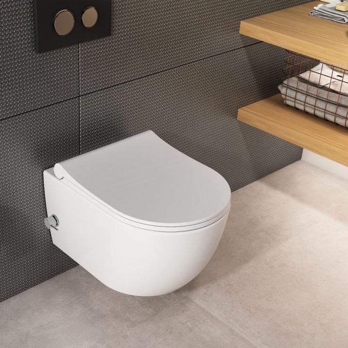 Унітаз-біде підвісний безобідковий з кришкою Quarter Bath Deep Білий (70DE03054.00.4.3.02/30SCD.03.02..WG)