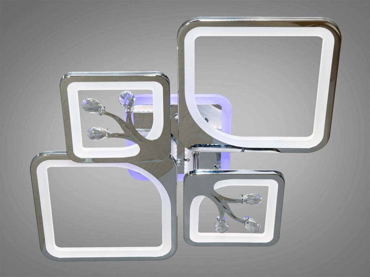 Люстра світлодіодна в стилі хай-тек 83W на 12 кв. м Хром (8157-2+2HR-LS)