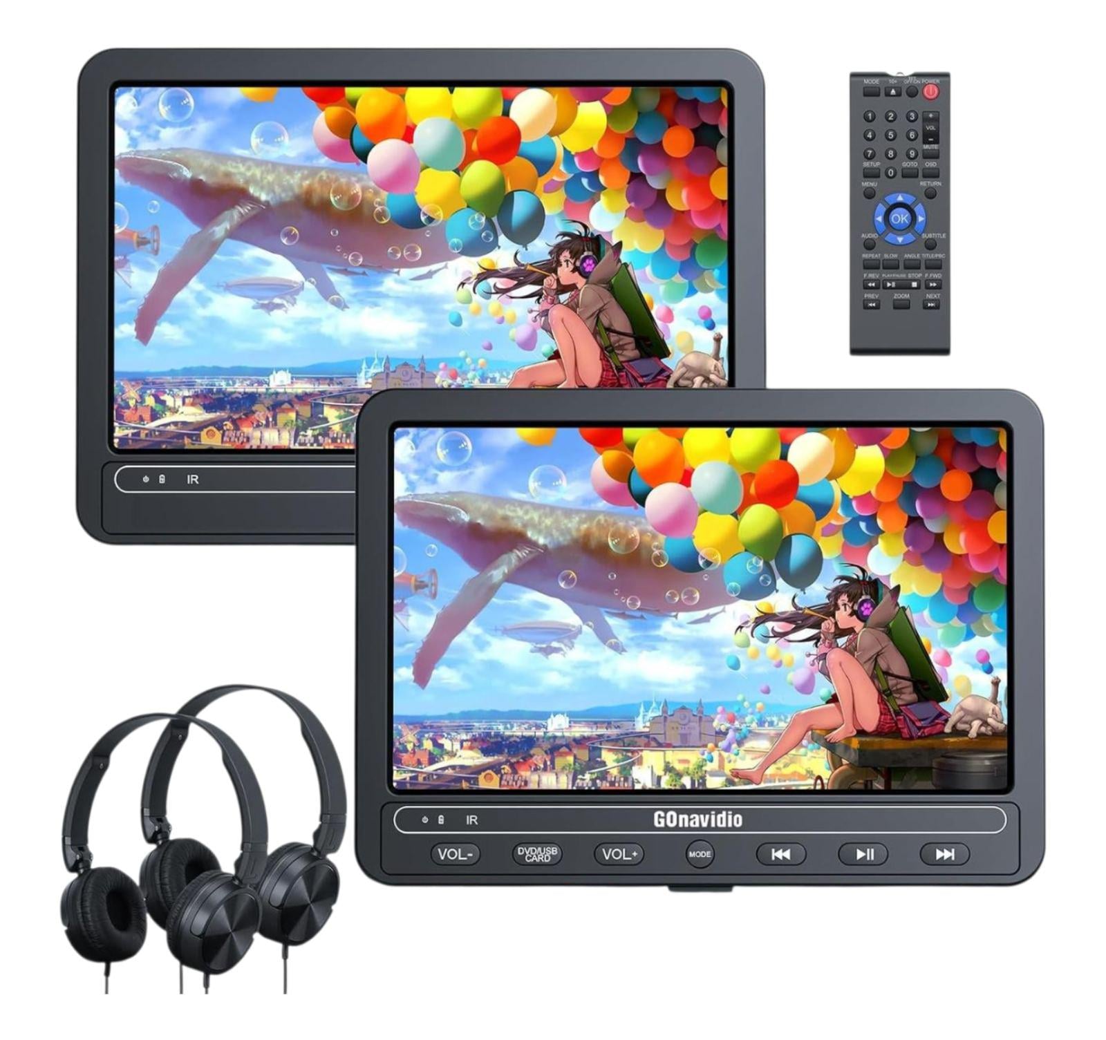 Автомобильный плеер DVD GoNavidio со 105-дюймовым экраном аккумулятором на 5 часов 2 шт.