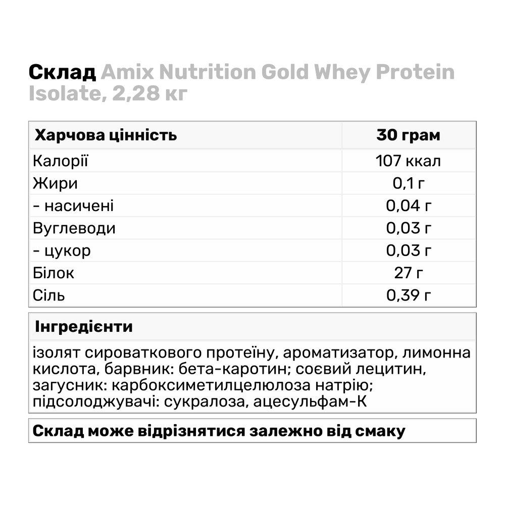 Протеїн Amix Nutrition Gold Whey Protein Isolate 2,28 кг Банан (9184V14503) - фото 3