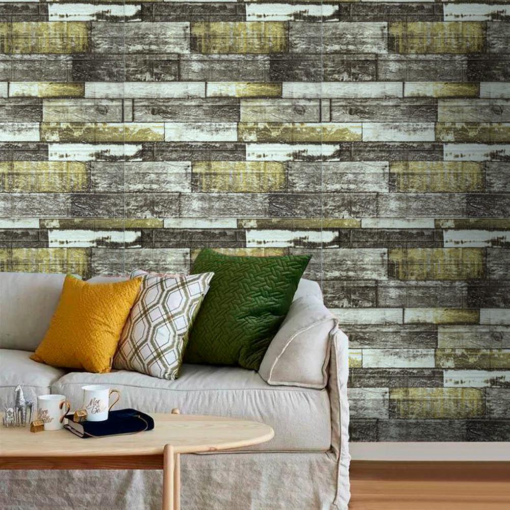 3D-панель самоклеющаяся Sticker Wall Серо-коричневый под дерево/Прованс 700х700х4 мм (Панель-378) - фото 2